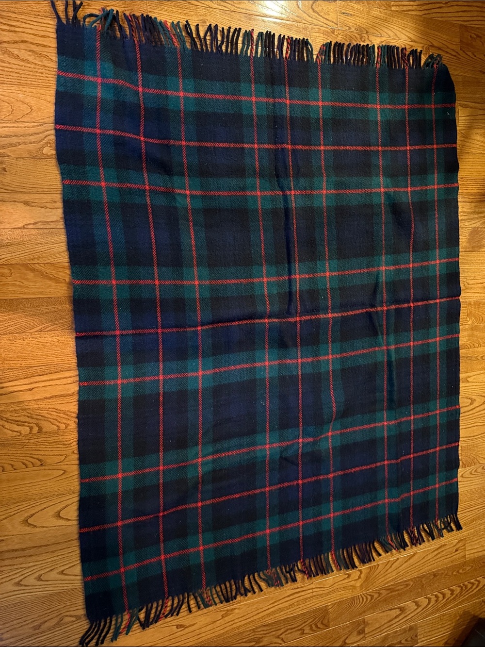 Woven Plaid Throw Blanket - Navy, Green & Red